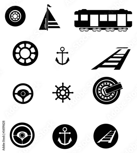 Vector: Transportation silhouette icon set Transportation silhouette icon set