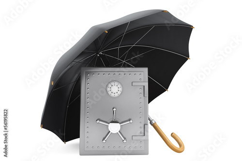 Illustration: Safety Bank Concept. Safe under the umbrella Safety Bank Concept. Safe under the umbrella