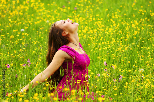 Photo: woman on flower field woman on flower field
