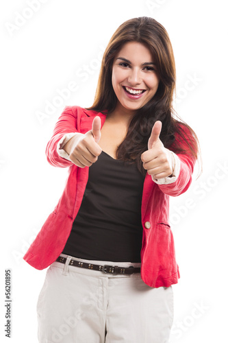 Photo: Business woman with thumbs up Business woman with thumbs up