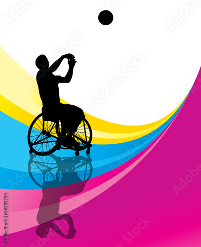 Vector: Active disabled men basketball players in a wheelchair detailed Active disabled men basketball players in a wheelchair detailed