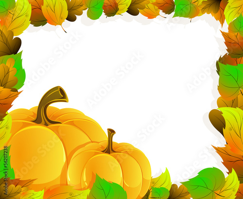 Vector: Pumpkins and leaves Pumpkins and leaves
