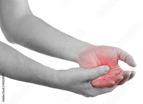 Photo: Pain in a man palm. Pain in a man palm.