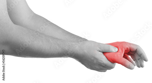 Photo: Pain in a man opisthenar palm area. Pain in a man opisthenar palm area.