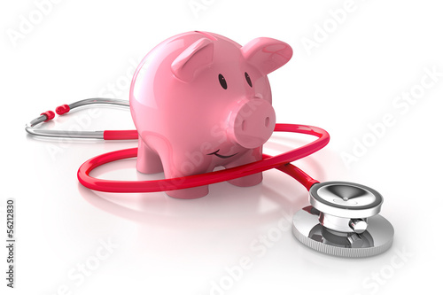 Illustration: Sparschwein mit Stethoskop Sparschwein mit Stethoskop