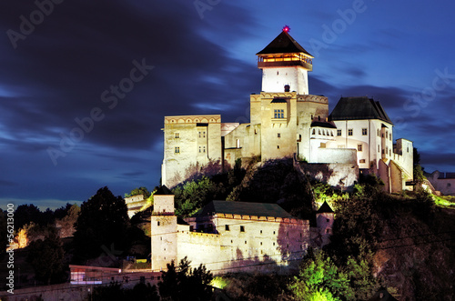 Photo: Castle in Trencin at night, Slovakia Castle in Trencin at night, Slovakia