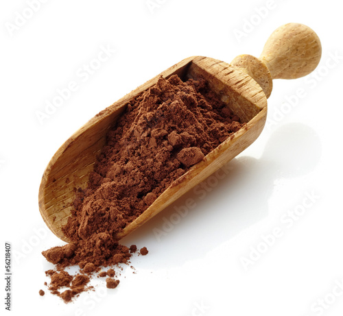 Photo: wooden scoop with cocoa powder wooden scoop with cocoa powder