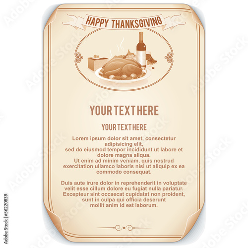 Illustration: Retro Style Thanksgiving Background Retro Style Thanksgiving Background