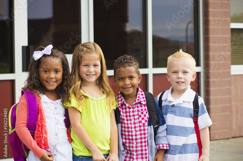 Photo: Portrait of Young Kids first day of School Portrait of Young Kids first day of School