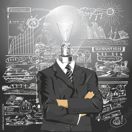 Vector: Lamp Head Businessman In Suit Lamp Head Businessman In Suit