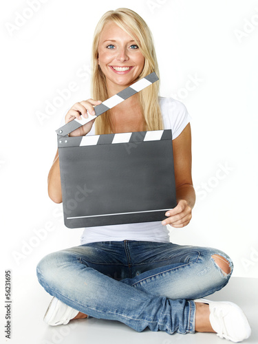 Photo: Girl with clapperboard: On your marks, get set, go! Girl with clapperboard: On your marks, get set, go!