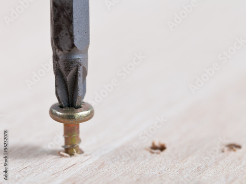 Photo: Screwdriver wraps screw Screwdriver wraps screw