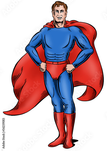Illustration: Superhero standing with space for logo Superhero standing with space for logo
