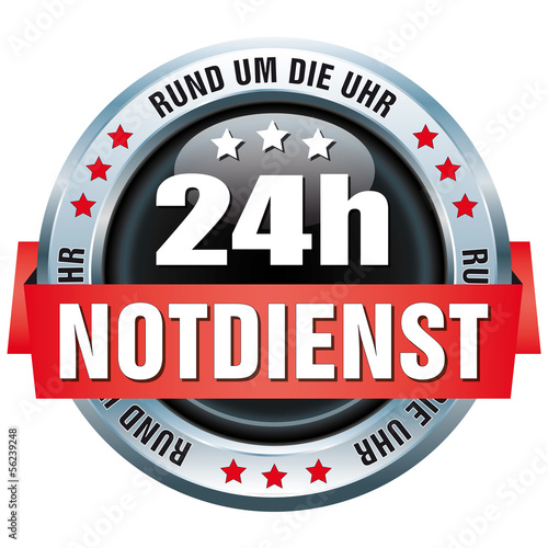 Vector: Button - 24h Notdienst - Rund um die Uhr Button - 24h Notdienst - Rund um die Uhr