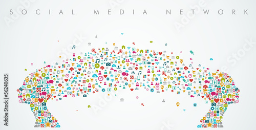 Vector: Women heads shape social media network composition. EPS10 file. Women heads shape social media network composition. EPS10 file.