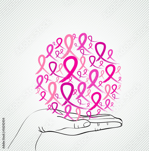Vector: Breast cancer awareness human hand ribbon symbol EPS10 file. Breast cancer awareness human hand ribbon symbol EPS10 file.