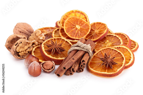 Photo: dried orange sliced with cinnamon and nuts dried orange sliced with cinnamon and nuts