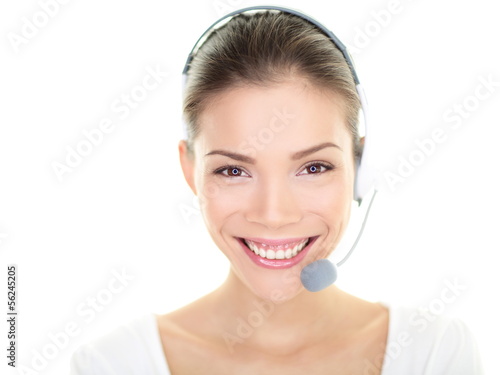 Photo: Customer service representative headset woman Customer service representative headset woman
