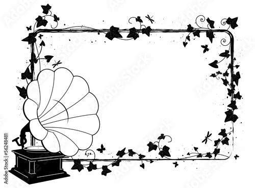 Vector: ivy frame with gramophone ivy frame with gramophone