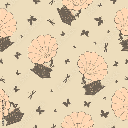 Vector: seamless background with gramophones seamless background with gramophones