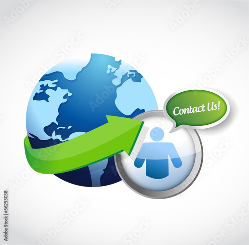 Illustration: contact us around the globe concept contact us around the globe concept