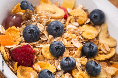 Photo: Muesli with berries closeup Muesli with berries closeup