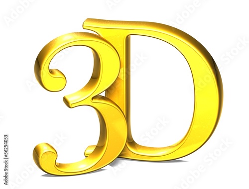 Illustration: 3D Gold Three Dimensional on white background 3D Gold Three Dimensional on white background