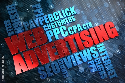 Illustration: WEB Advertising. Wordcloud Concept. WEB Advertising. Wordcloud Concept.