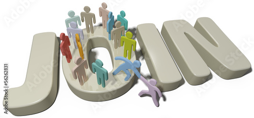 Illustration: Person help join social or company people Person help join social or company people