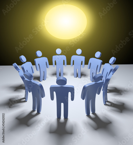 Illustration: People look up at new idea People look up at new idea