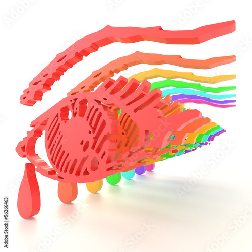 Photo: Colorful abstract eyes and teardrop in 3D Colorful abstract eyes and teardrop in 3D
