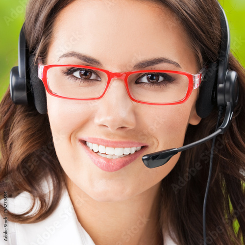 Photo: Support phone operator in headset Support phone operator in headset