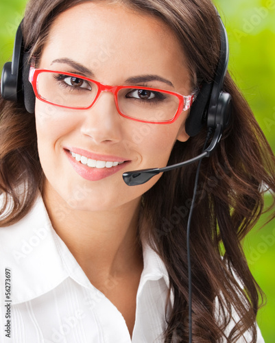 Photo: Support phone operator in headset Support phone operator in headset