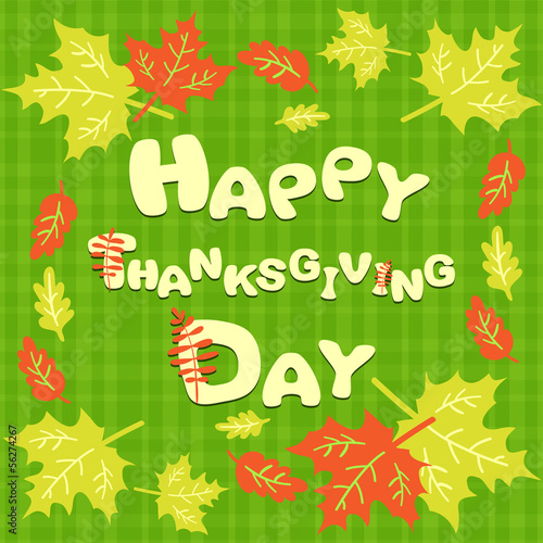 Vector: Happy Thanksgiving card with the inscription Happy Thanksgiving card with the inscription