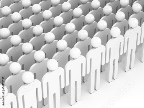 Illustration: Crowd of abstract white people. 3d render illustration Crowd of abstract white people. 3d render illustration