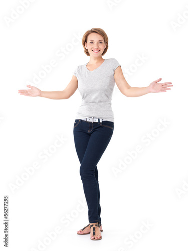 Photo: Full portrait of the beautiful happy woman Full portrait of the beautiful happy woman