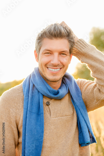 Photo: relaxing man autumn walk outdoor relaxing man autumn walk outdoor