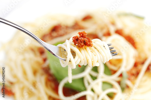 Photo: Spaghetti bolognese and fork Spaghetti bolognese and fork
