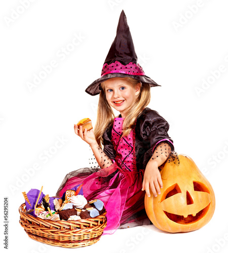 Photo: Witch children at Halloween party. Witch children at Halloween party.