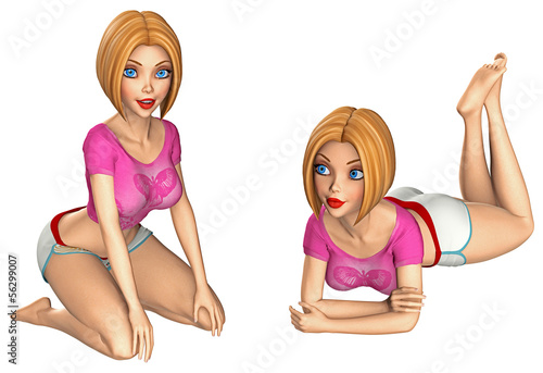 Illustration: Sexy Cartoon-Frau in diversen Posen 1 Sexy Cartoon-Frau in diversen Posen 1