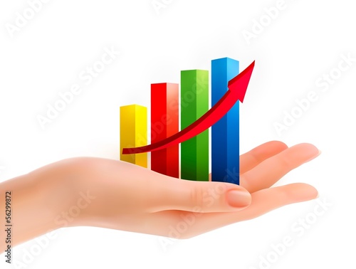 Vector: Business graph in hand. Vector. Business graph in hand. Vector.