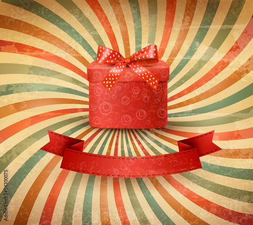 Vector: Holiday background with red gift ribbon with gift box Vector Holiday background with red gift ribbon with gift box Vector