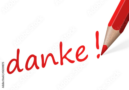 Vector: Stift mit Text " danke! " Stift mit Text " danke! "