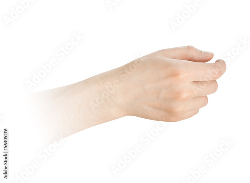 Photo: hand hold something on a white background hand hold something on a white background