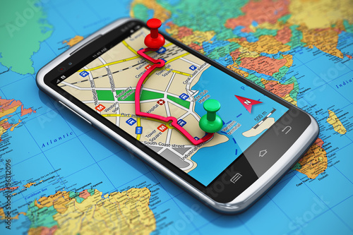 Illustration: GPS navigation, travel and tourism concept GPS navigation, travel and tourism concept