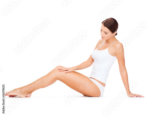 Photo: beautiful woman in white cotton underwear beautiful woman in white cotton underwear