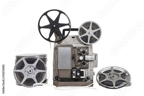 Photo: Vintage Films with Projector Isolated Vintage Films with Projector Isolated