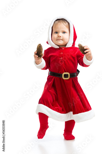 Photo: Santa Claus baby girl isolated on white background Santa Claus baby girl isolated on white background