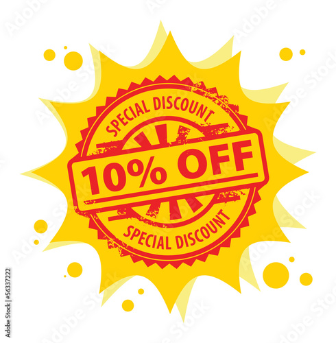 Vector: Stamp with the text 10 percent Off, Special Discount, Stamp with the text 10 percent Off, Special Discount,
