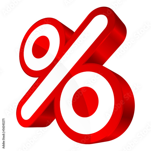 Vector: Sale Red Percent Sign 3D Sale Red Percent Sign 3D